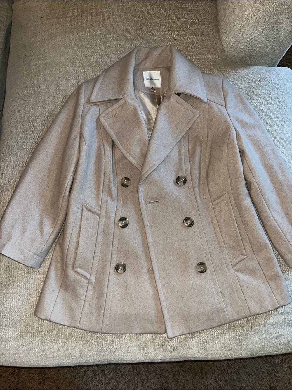 croft & barrow Light Taupe Double-Breasted Pea Coat
